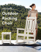 SERWALL Outdoor Rocking Chair White Set of 8, All Weather Patio Rocking Chair - Image 8