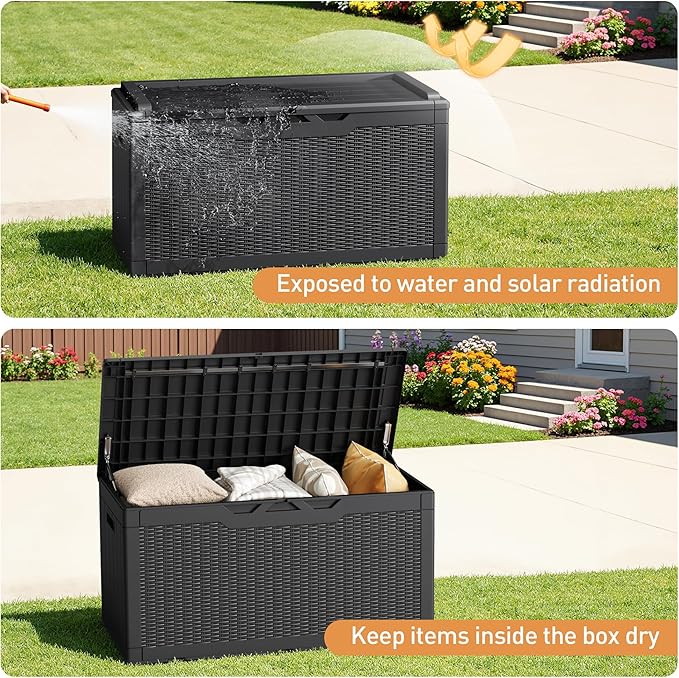 Greesum 100 Gallon Resin Deck Box Large Outdoor Storage Boxes - Image 4