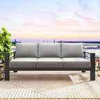 Solaste Aluminum Outdoor Couch, 3-Seat Metal Outdoor Sofa - Image 6