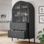 YITAHOME 65 Inch Outdoor Storage Shed, Arched Wicker Stand-Up Pantry - Image 3