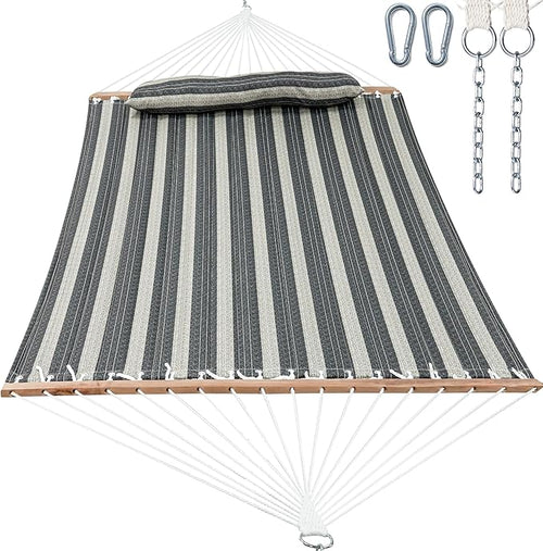 2 Person Hammocks for Outside, Double Quilted Fabric Outdoor Hammock by GafeteOutdoorLiving