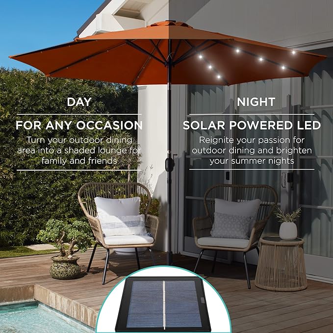 Best Choice Products 10ft Solar Polyester LED Lighted Patio Umbrella w/Tilt - Image 3