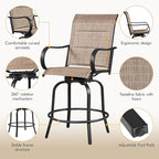 Yaheetech 6 Piece Patio Swivel Bar Stools Texteline Bistro Chairs - Image 6