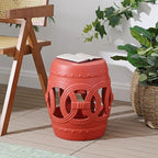 JONATHAN Y TBL1022G Lucky Coins 16" Chinese Ceramic Drum Indoor/Outdoor Garden - Image 2
