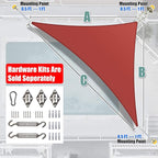 Amgo Custom Size 19' x 20' x 27.6' Red Right Triangle Sun Shade Sail UPF50+ - Image 8