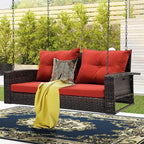 DWVO Hanging Porch Swing Chair Outdoor Wicker Rattan Patio Swing Lounge 2 Seats - Image 7