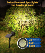 Solar Spot Lights for Outside, 21 LED Outdoor Solar Lights for Yard, 6 Pack - Image 5