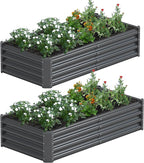 2PCS 4x2x1FT Galvanized Raised Garden Bed, Galvanized Planter Raised Garden by AyenGuard