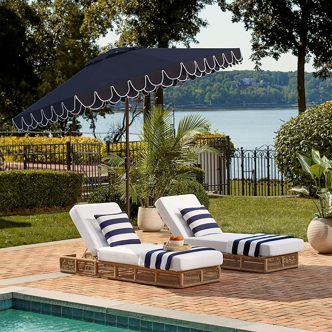 SAFAVIEH 9ft Outdoor Patio Umbrella, Auto Crank Tilt, UV Resistant - Image 8