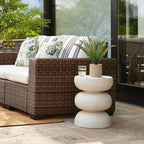 Glitzhome Outdoor Side Table Set of 2, Heavy Duty Indoor Outdoor Round Planter - Image 2