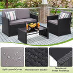 4-Piece Patio Furniture Set, Wicker Outdoor Rattan Sectional Sofa - Image 5
