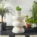 Glitzhome Outdoor Side Table Set of 2, Heavy Duty Indoor Outdoor Round Planter - Image 4