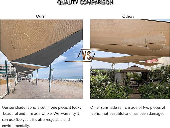 Tronssien Rectangle 12'x16' Sun Shade Sail, 95% UV Blockage Canopy Awning - Image 6