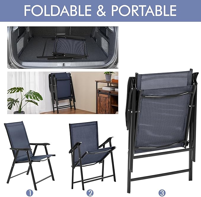 Yaheetech Patio Dining Chairs Set of 2, Portable Dining Chairs - Image 4