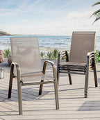 Outdoor Stackable Dining Chairs Set of 4, High-Back Patio Stacking Chairs by Unknown