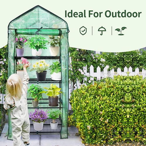 4 Tier Mini Greenhouse for Outdoor Indoor, Double-Layer Roof, Heavy Duty Small - Image 2