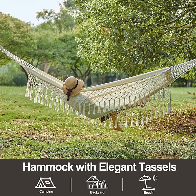Brazilian Double Hammock with Tree Straps, Extra Large 94x63IN, 2 Persons - Image 2