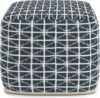 SIMPLIHOME Noreen Boho Square Pouf in Dark Blue and White Handloom Woven Pattern - Image 4