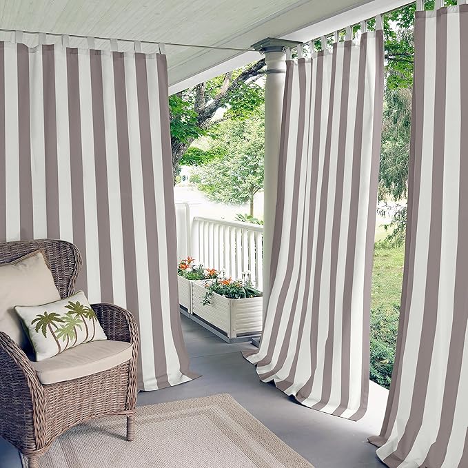 Elrene Home Fashions Highland Stripe Indoor/Outdoor Curtain Panel, 50 inches X by ElreneHomeFashions