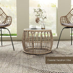 Furniture of America Ysar Boho Rattan Round Coffee Table Outdoor - Image 3