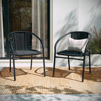 EMMA + OLIVER Set of 2 Modern Rattan Indoor/Outdoor Stack Chairs, Stacking - Image 8