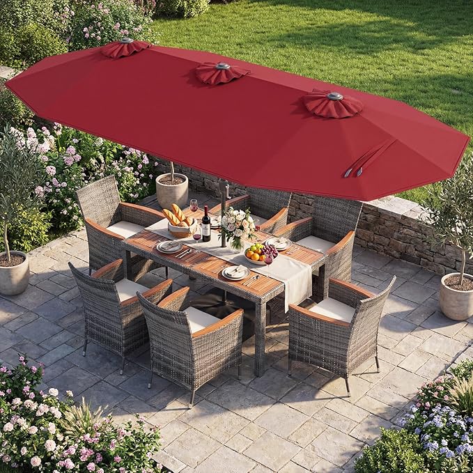 Tangkula 9 Pieces Rattan Outdoor Dining Set - Image 2
