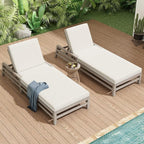 LUMISOL Outdoor Chaise Lounge Chairs Set of 2, Solid Wood Patio 5-Position by LUMISOL