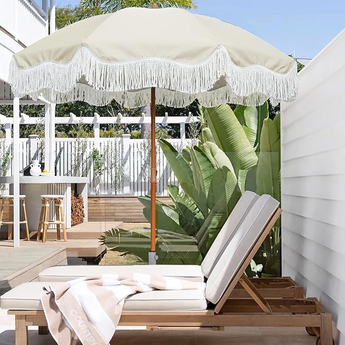 AMMSUN 6.5ft Boho Outdoor Umbrella - Image 2
