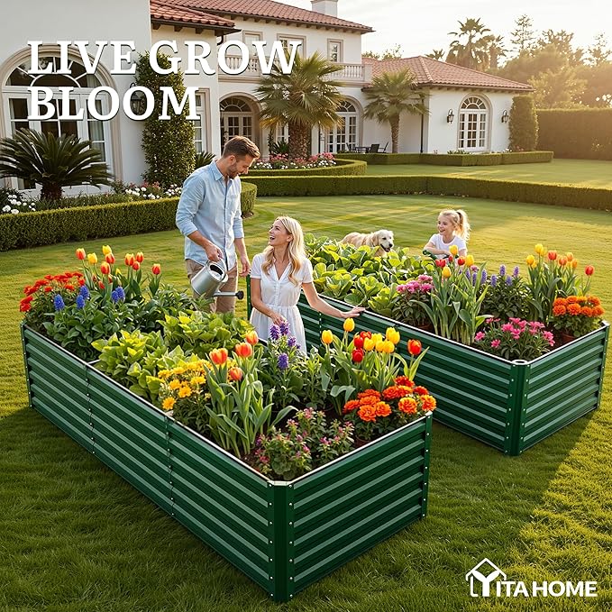YITAHOME 6pcs 8x4x2 ft Galvanized Raised Garden Bed Kit, Large Metal Planter Box - Image 3
