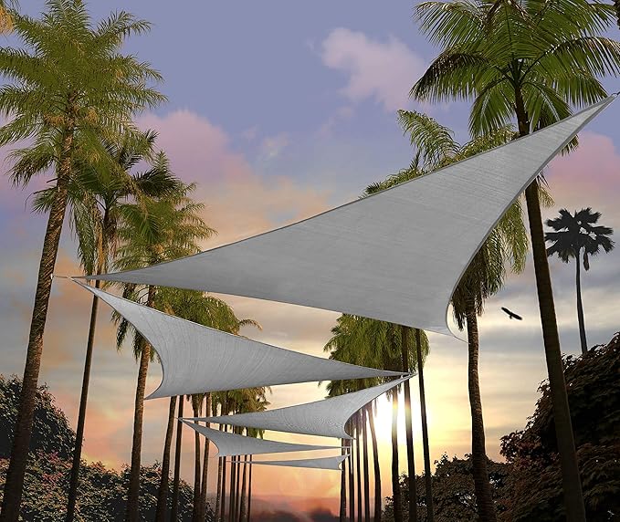 Amgo Custom Size 18' x 18' x 18' Grey Triangle Sun Shade Sail Order to Make by Amgo
