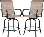 Yaheetech 2 Piece Patio Swivel Bar Stools Texteline Bistro Chairs by Yaheetech