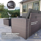 Kullavik 9 Pieces Outdoor Patio Furniture Set, PE Wicker Rattan Sectional Sofa - Image 5
