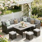 Wisteria Lane 7 Piece Patio Furniture Set, High Curved Back Wicker Patio by WisteriaLane