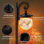 Solar Lamp Post Light with Planter, Matte Black Outdoor Flower Pots with Mosaic - Image 3