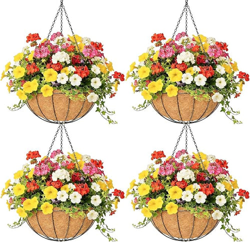 4 Pack 8 Inch Hanging Baskets for Plants Outdoor Metal Hanging Planter Hanging by Qusuxi