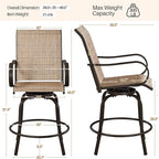 Yaheetech Patio Swivel Barstools Outdoor Chairs Set of 6, High Bistro Stools - Image 3