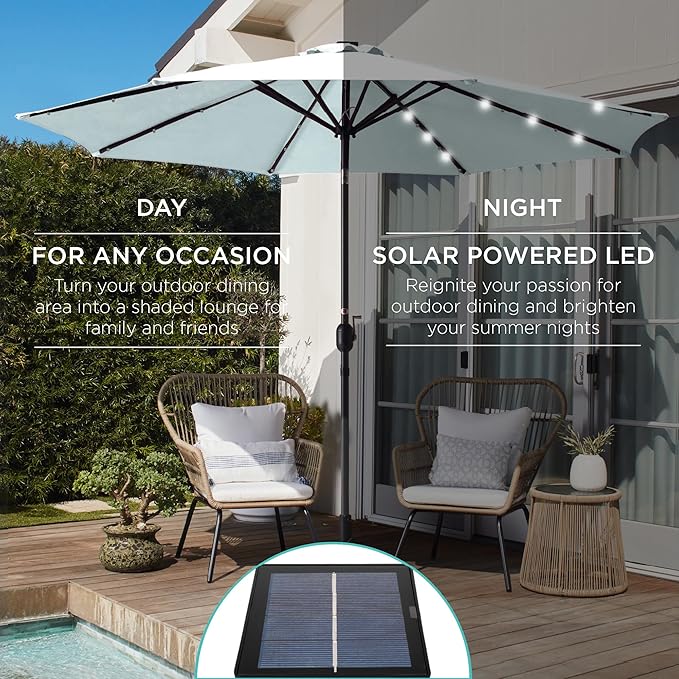 Best Choice Products 10ft Solar Polyester LED Lighted Patio Umbrella w/Tilt - Image 3