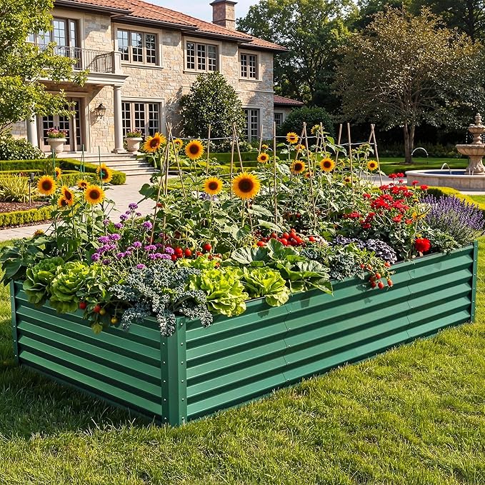 YITAHOME 8x4x1.5ft Large Raised Garden Bed Kit, Galvanized Metal Planter Box - Image 2