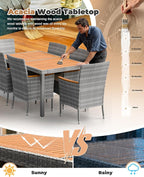 Flamaker 7 Piece Patio Dining Set Outdoor Acacia Wood Table and Chairs - Image 6