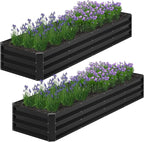 2PCS 8x2x1FT Galvanized Raised Garden Bed, Planter Raised Beds-Metal Garden Box by Home