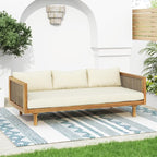 Merax 67.5" Outdoor Patio Daybed 3 Seater Sofa Bed, Acacia Wood Frame - Image 3