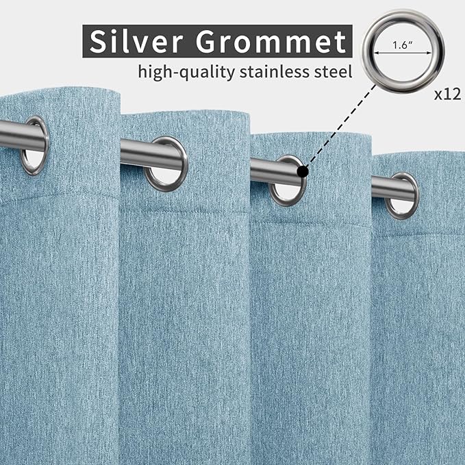 Easy-Going Linen Look Outdoor Curtains Waterproof Windproof Porch Curtains - Image 3