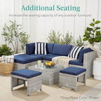 Best Choice Products Set of 2 Wicker Ottomans, Additional Seating, Side Table - Image 3