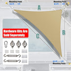 Amgo 20' x 20' x 28.3' Sand Beige Right Triangle Sun Shade Sail UPF50+ Canopy - Image 7