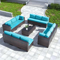 Kullavik 14 Pieces Outdoor Patio Furniture Set PE Wicker Rattan Sectional Sofa by KULLAVIK