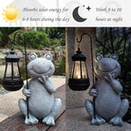 Frog Solar Garden Statues, Resin Frog Figurine Decorations - Image 5