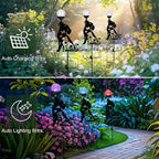 Solar Dog Light Outdoor Decorative, Metal Black Dog&Cat Silhouette Solar Garden - Image 2