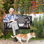 VINGLI 40.5" Patio Garden Bench, Anti- Rust Cast Iron Cast Aluminum Frame - Image 2