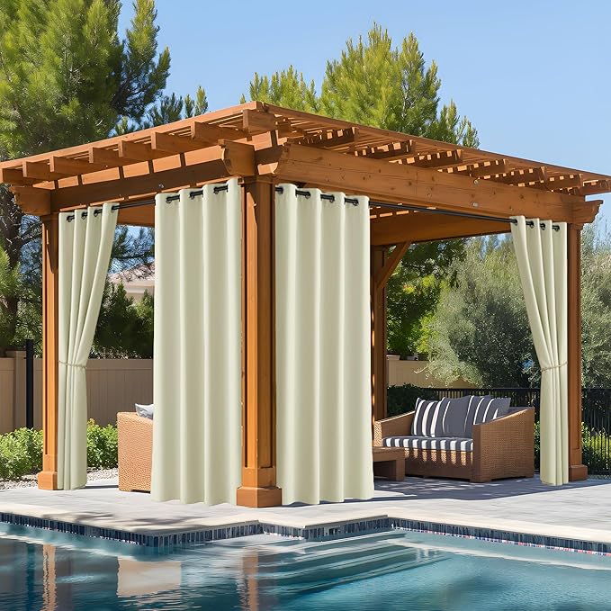 NICETOWN Fade Resistant Outdoor Patio Curtains Waterproof 2 Panels, Xenon Arc by NICETOWN
