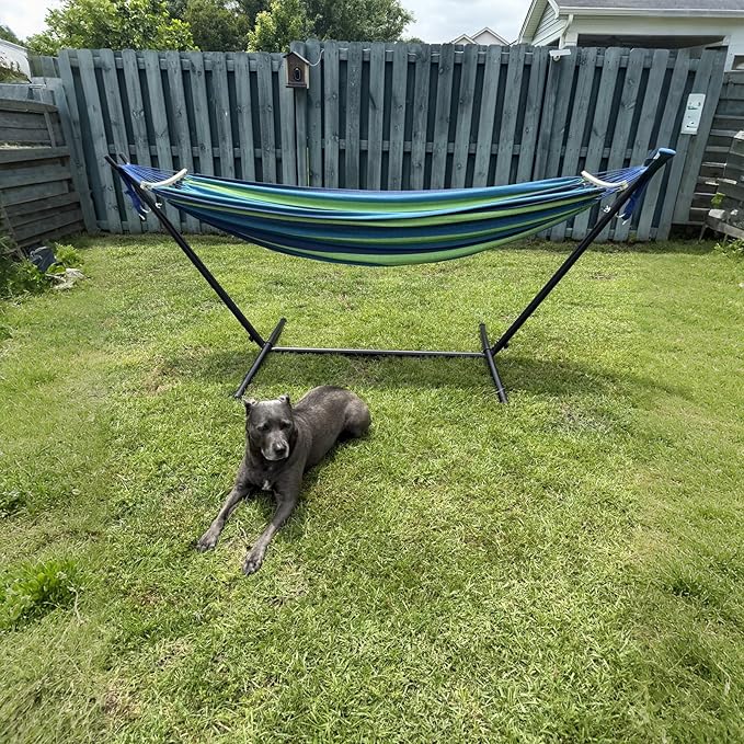 SZHLUX Double Hammock with Stand Included 450lb Capacity Steel Stand, Premium - Image 2